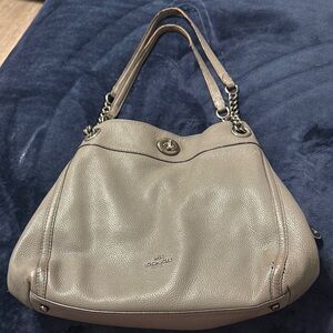 Coach Gray Leather Shoulder Bag with Slouchy Silhouette